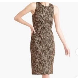J. Crew Tan and Black Leopard Print Midi Dress